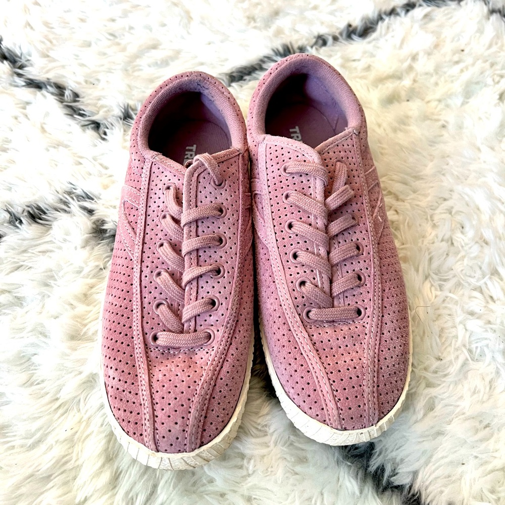 Tretorn Pink Suede Perforated Sneakers